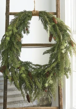 Raz 30" Real Feel Oval Cedar And Pinecone Christmas Wreath W4011591