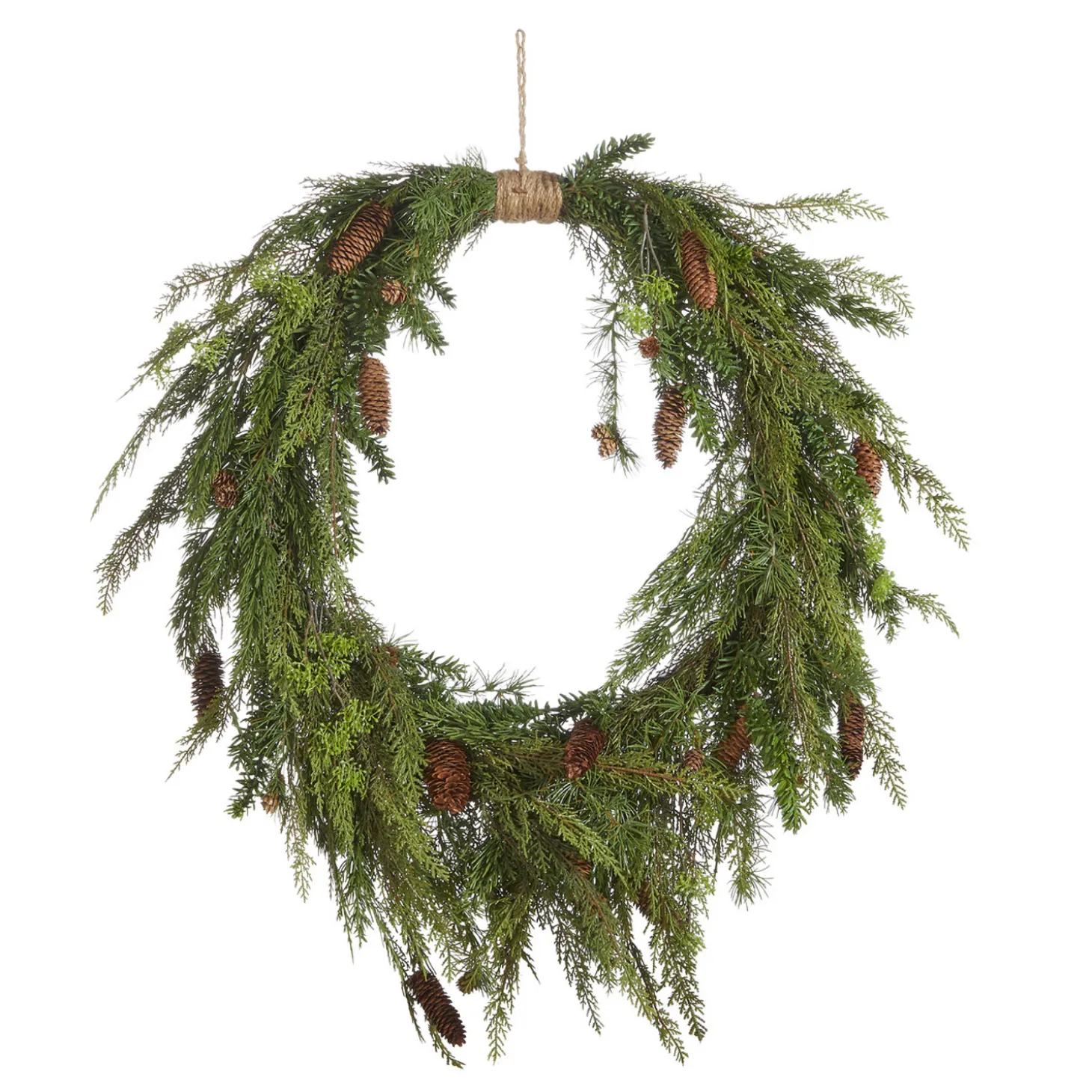 Raz 30" Real Feel Oval Cedar And Pinecone Christmas Wreath W4011591