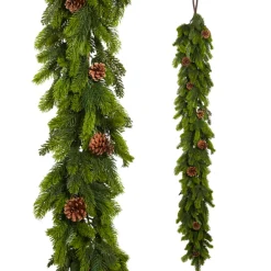 Raz 5.5' Real Feel Pine And Mini Pinecone Christmas Garland G4441751