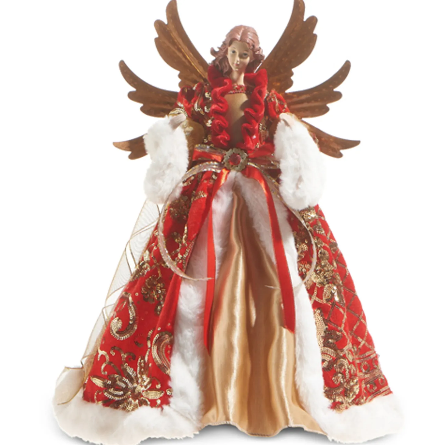 Raz 17.5" Red And Gold Angel Christmas Tree Topper 4315559