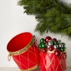 Raz 10.5" Red And Gold Drum Christmas Container Decoration 4425918