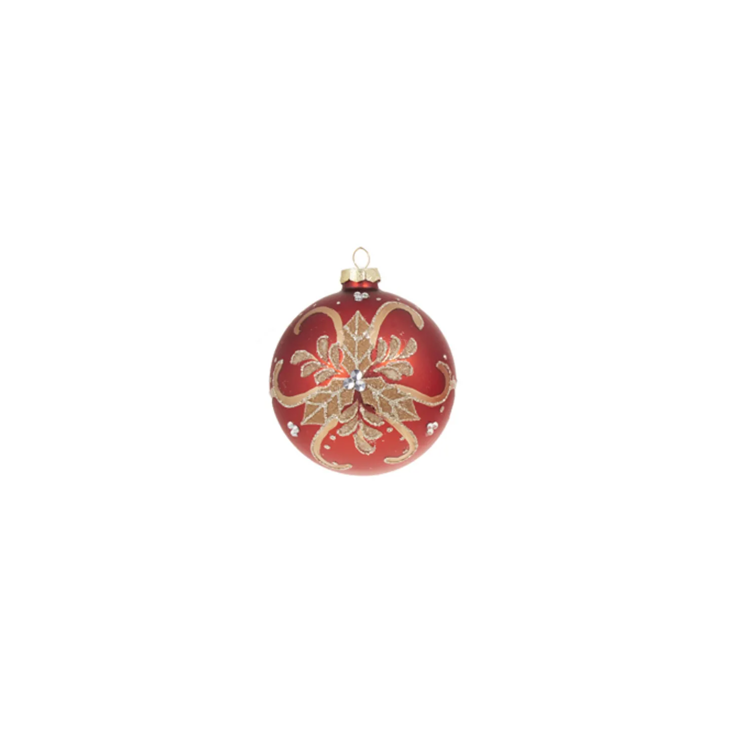 Raz 4" Red And Gold Holly Glass Christmas Ornament 4322839