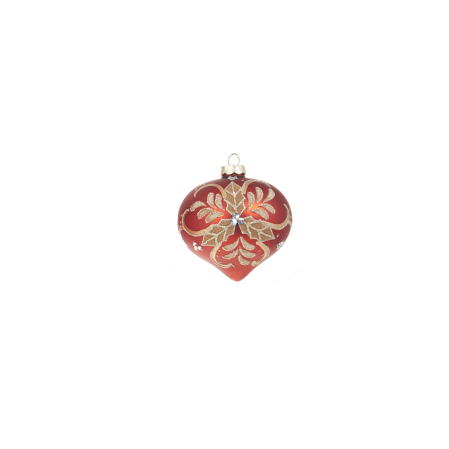 Raz 4" Red And Gold Holly Glass Christmas Ornament 4322839
