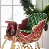 Raz 22" Red And Gold Metal Sleigh Christmas Figure 4310180