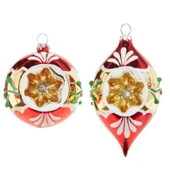 Raz 3" Red And Gold Vintage Glass Christmas Ornament 4320019