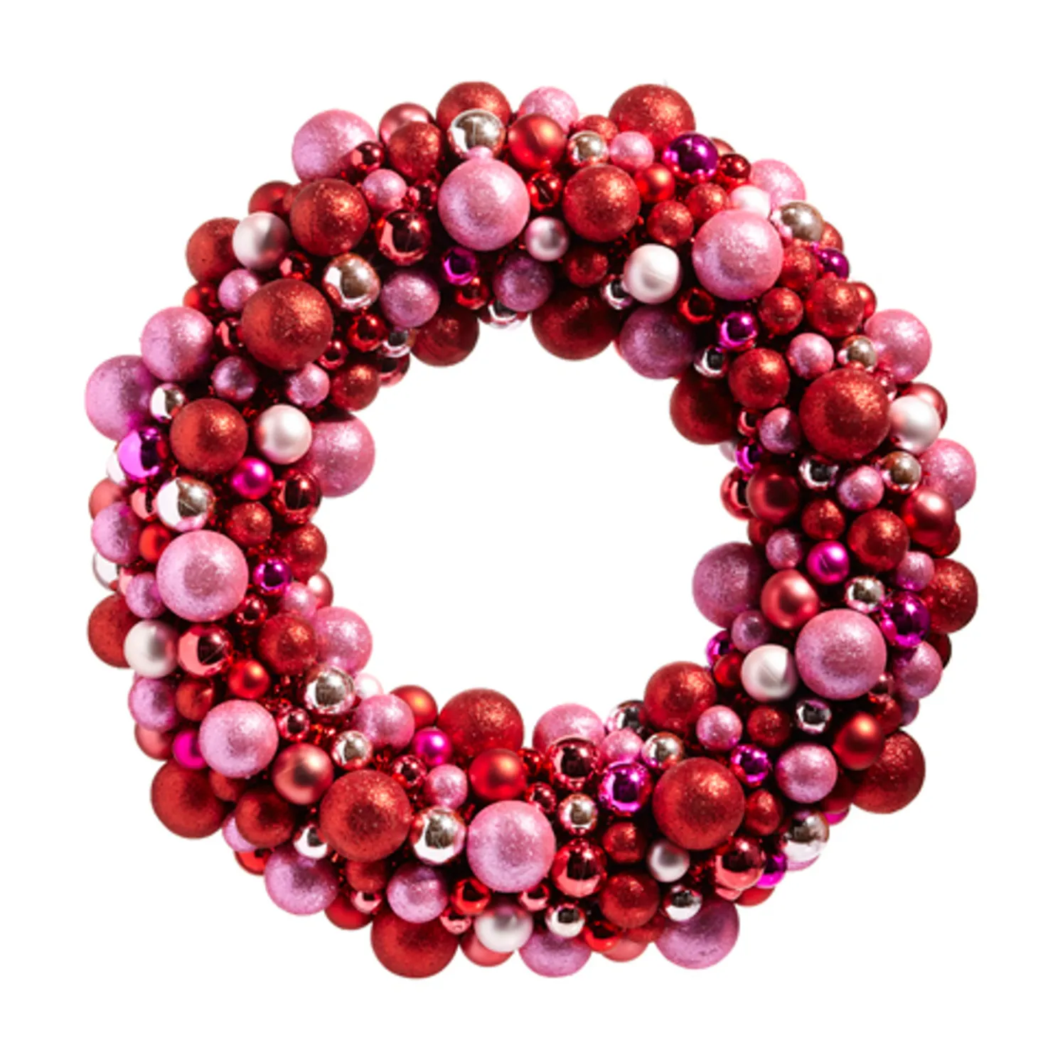 Raz 24" Red And Pink Multicolor Ball Ornament Christmas Wreath W4402429