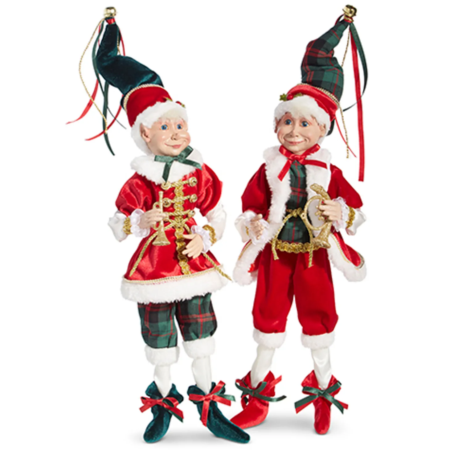 Raz 16" Red And Plaid Posable Christmas Elf Figure 4302355