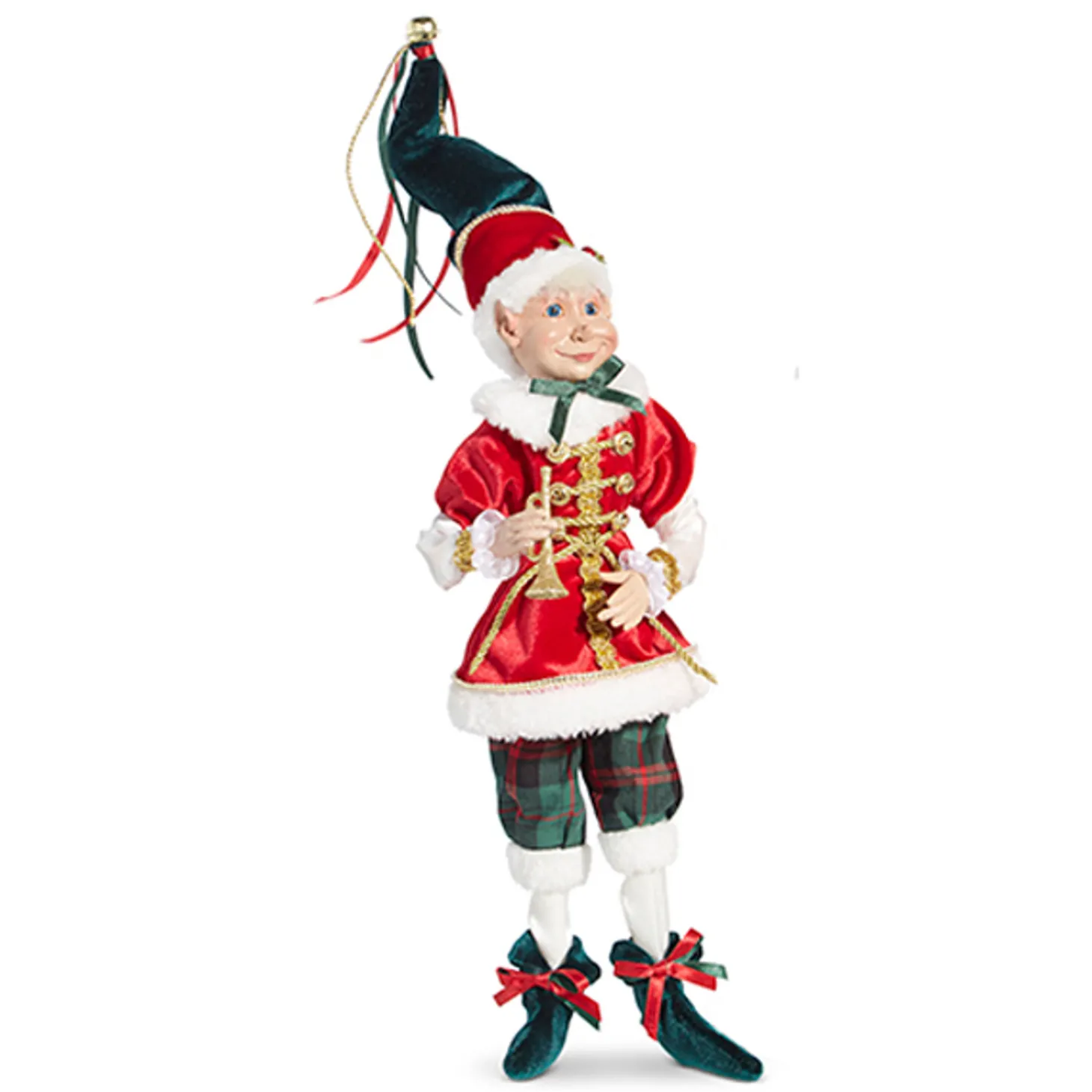 Raz 16" Red And Plaid Posable Christmas Elf Figure 4302355