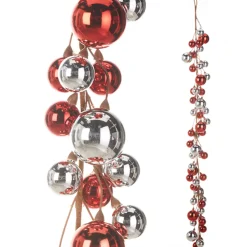 Raz 4' Red And Silver Ball Garland G4316249