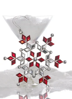 Raz 6.5" Red And Silver Crystals Jeweled Snowflake Christmas Ornament 4313513