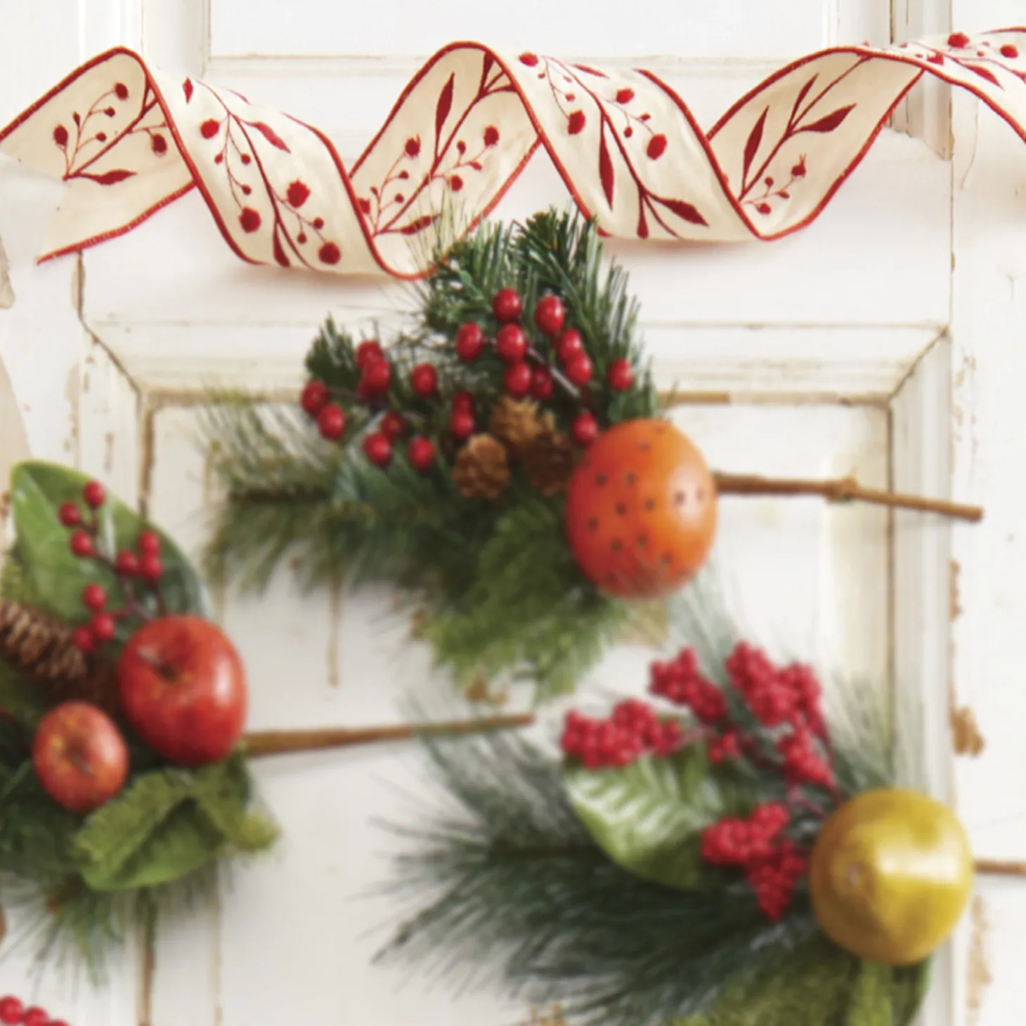 Raz 2.5" Red And Tan Embroidered Wired Christmas Ribbon R4027803