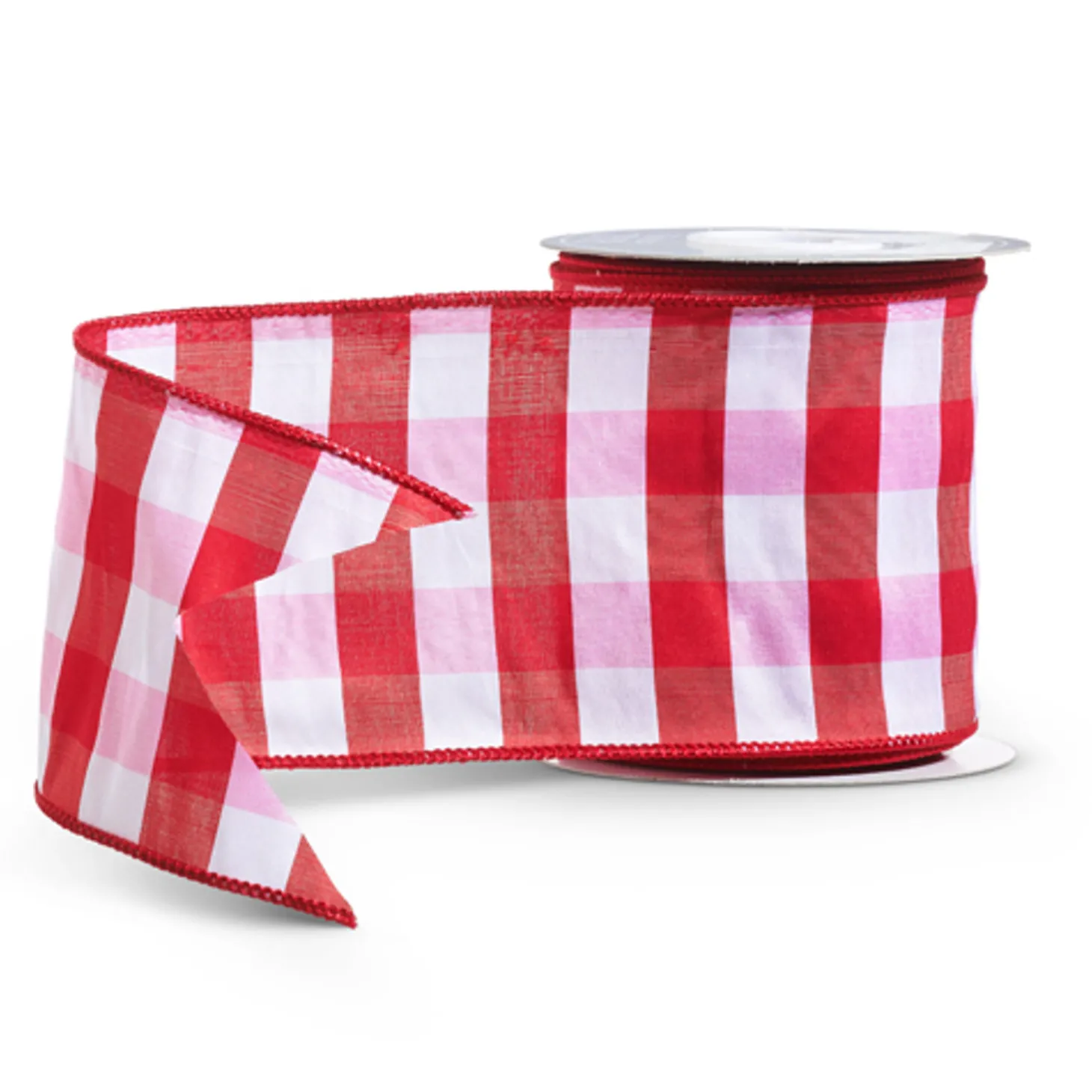 Raz 4" Red And White Gingham Wired Christmas Ribbon R4471788