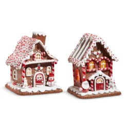 Raz 7" Red And White Peppermint Gingerbread House Christmas Decoration 4416280
