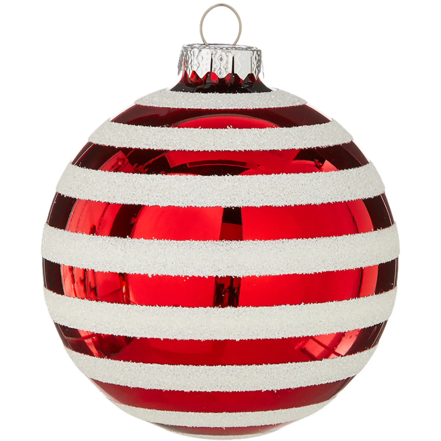 Raz 4" Red And White Striped Glass Christmas Ornaments 4120871