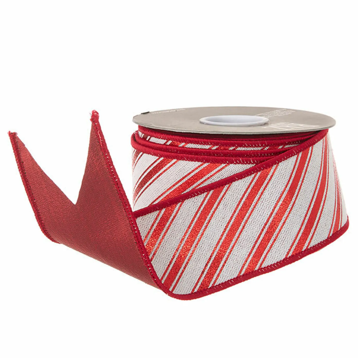 Raz 2.5" Red And White Striped Wired Christmas Ribbon R4071775