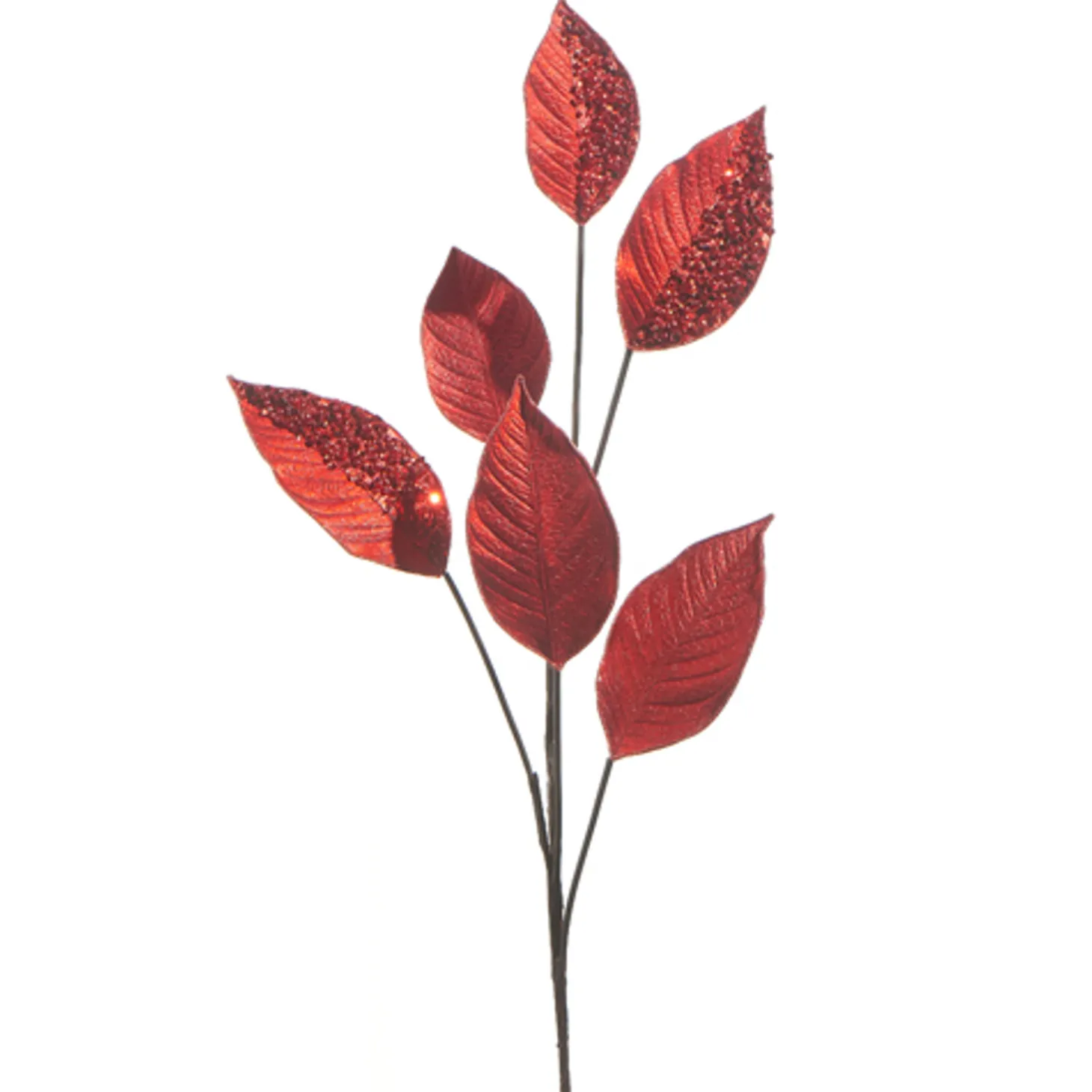 Raz 33.5" Red Beaded Leaf Christmas Tree Spray F4322788