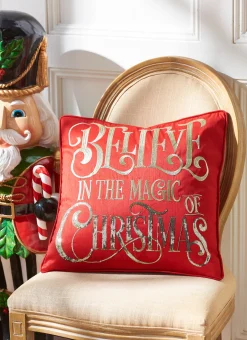 Raz 18" Red Believe Christmas Pillow 4327709