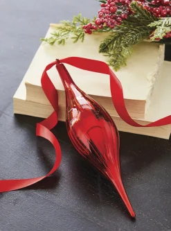Raz 9.5" Red Drop Glass Christmas Ornament 4224637