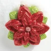 Raz 6.5" Red Glitter Poinsettia Glass Christmas Ornament 4019189