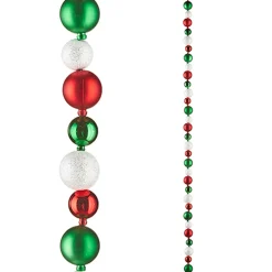Raz 6' Red, Green, And White Ball Ornament Christmas Garland G4206802