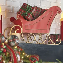 Raz 24.25" Red Metal Sleigh Christmas Decorations 4211153