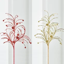 Raz 42" Red Or Gold Glittered Ball Christmas Spray