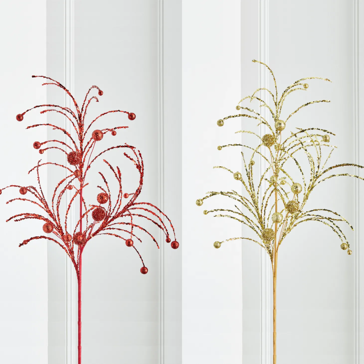 Raz 42" Red Or Gold Glittered Ball Christmas Spray