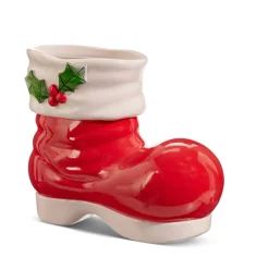 Raz 10" Red Santa Boot Christmas Vase Or Figure 4457652