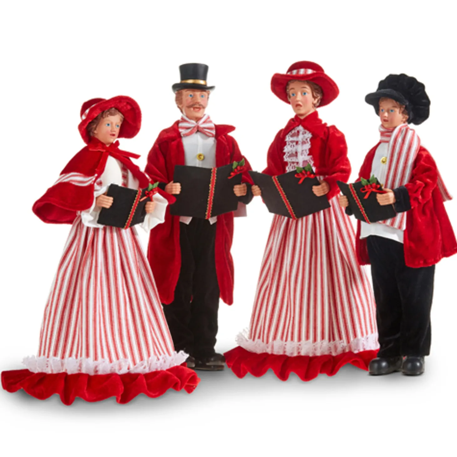 Raz 17.75" Red, White, And Black Carolers Family Christmas Decoration 4322101