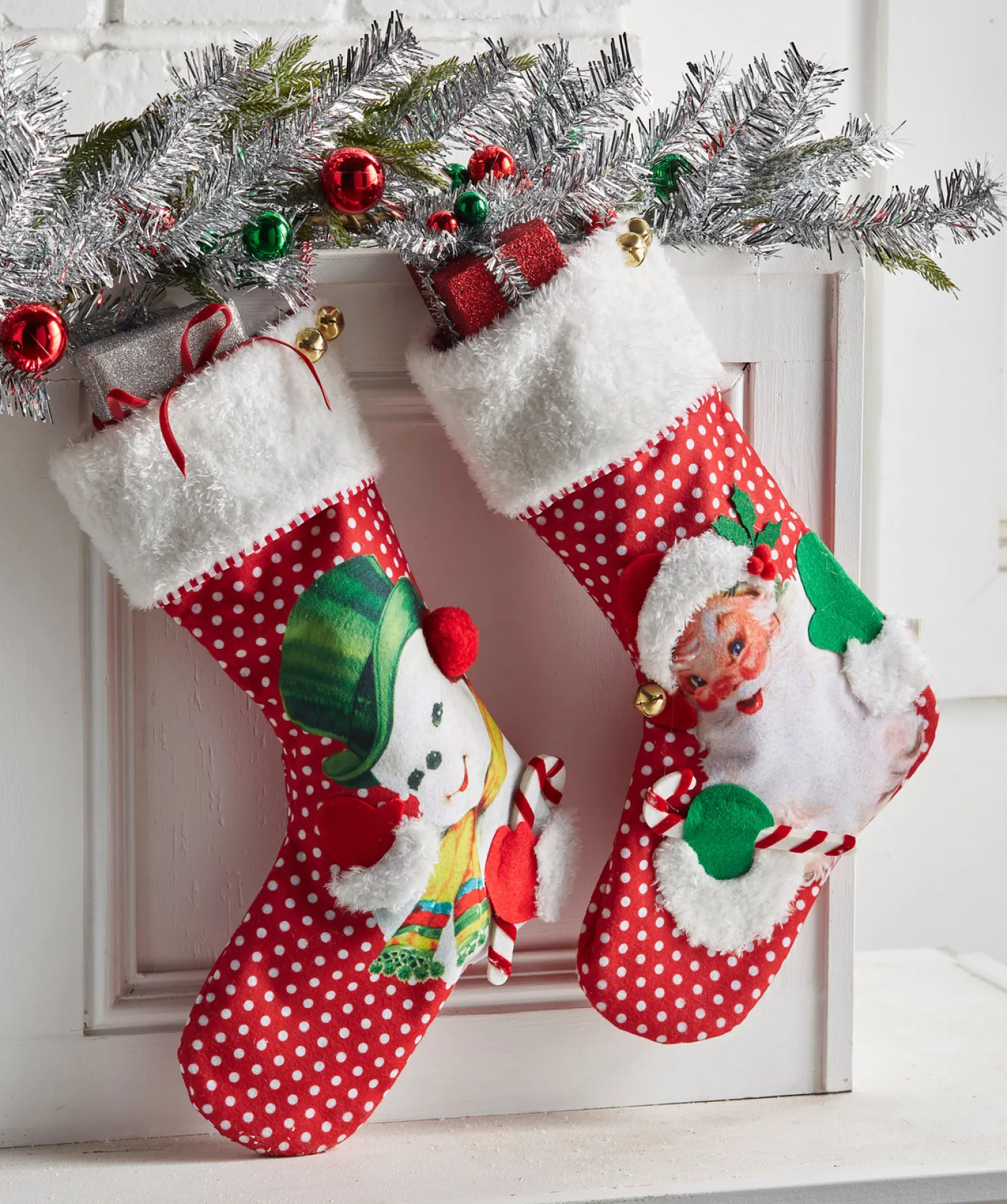 Raz 19" Retro Christmas Stocking Santa Or Snowman 4416274