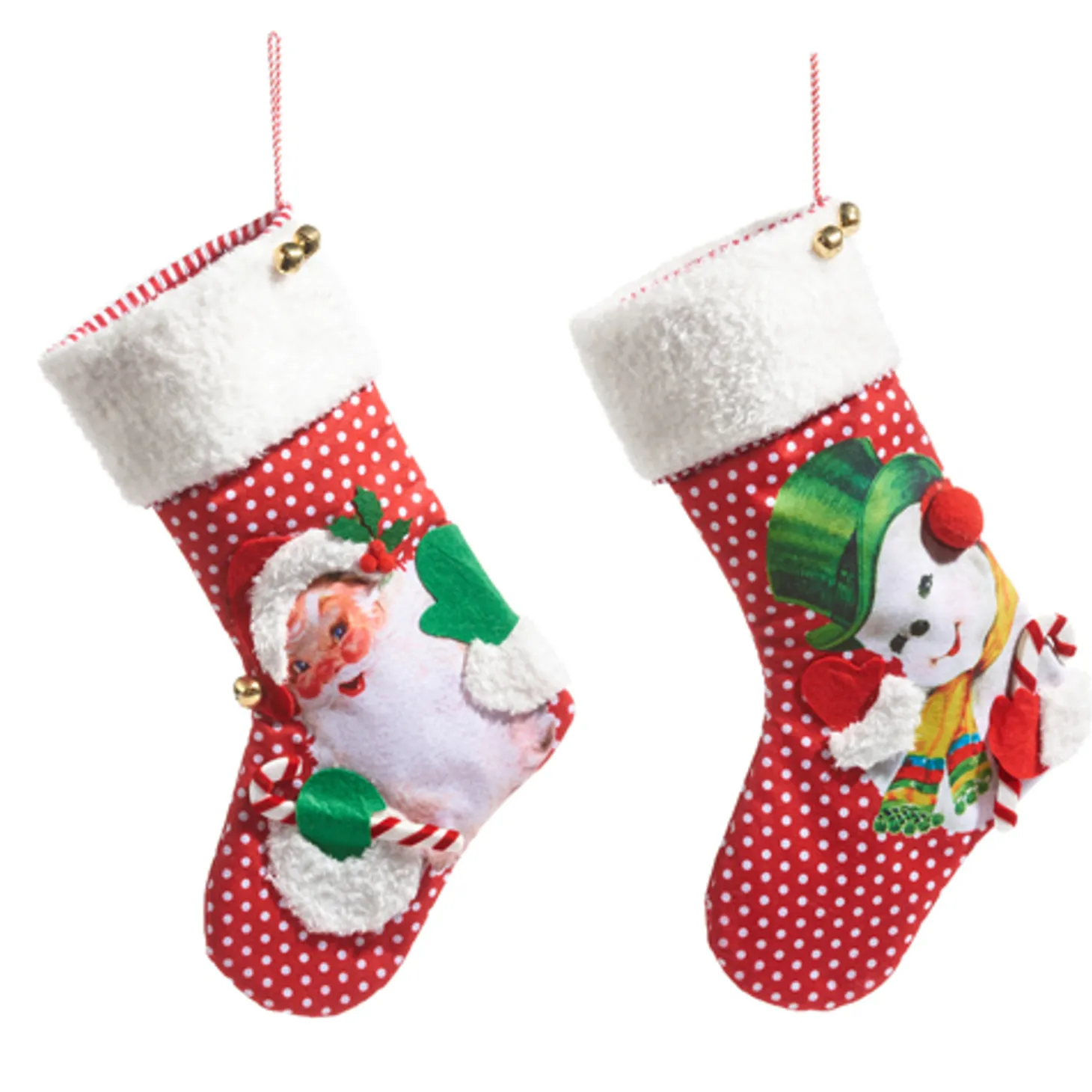 Raz 19" Retro Christmas Stocking Santa Or Snowman 4416274