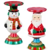 Raz 9" Retro Santa Or Snowman Christmas Candle Stand