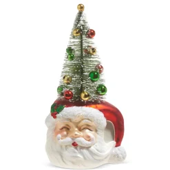 Raz 7" Santa Bottle Brush Tree Glass Christmas Ornament 4320895