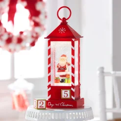 Raz 11" Santa Checking List Lighted Christmas Water Globe Lantern With Countdown 4316932