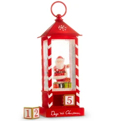 Raz 11" Santa Checking List Lighted Christmas Water Globe Lantern With Countdown 4316932