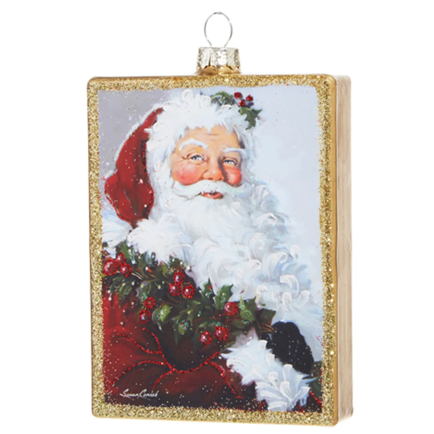 Raz 4.5" Santa Or Reindeer Painted Style Glass Christmas Ornament