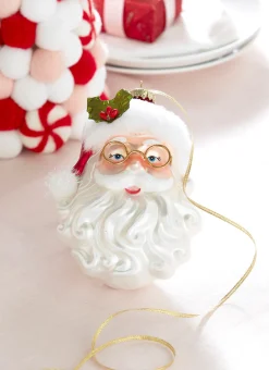 Raz 6.5" Santa With Glasses Glass Christmas Ornament 4352897