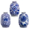 Raz 6.25" Set Of 3 Blue Chinoiserie Delft Bud Vase X4334408