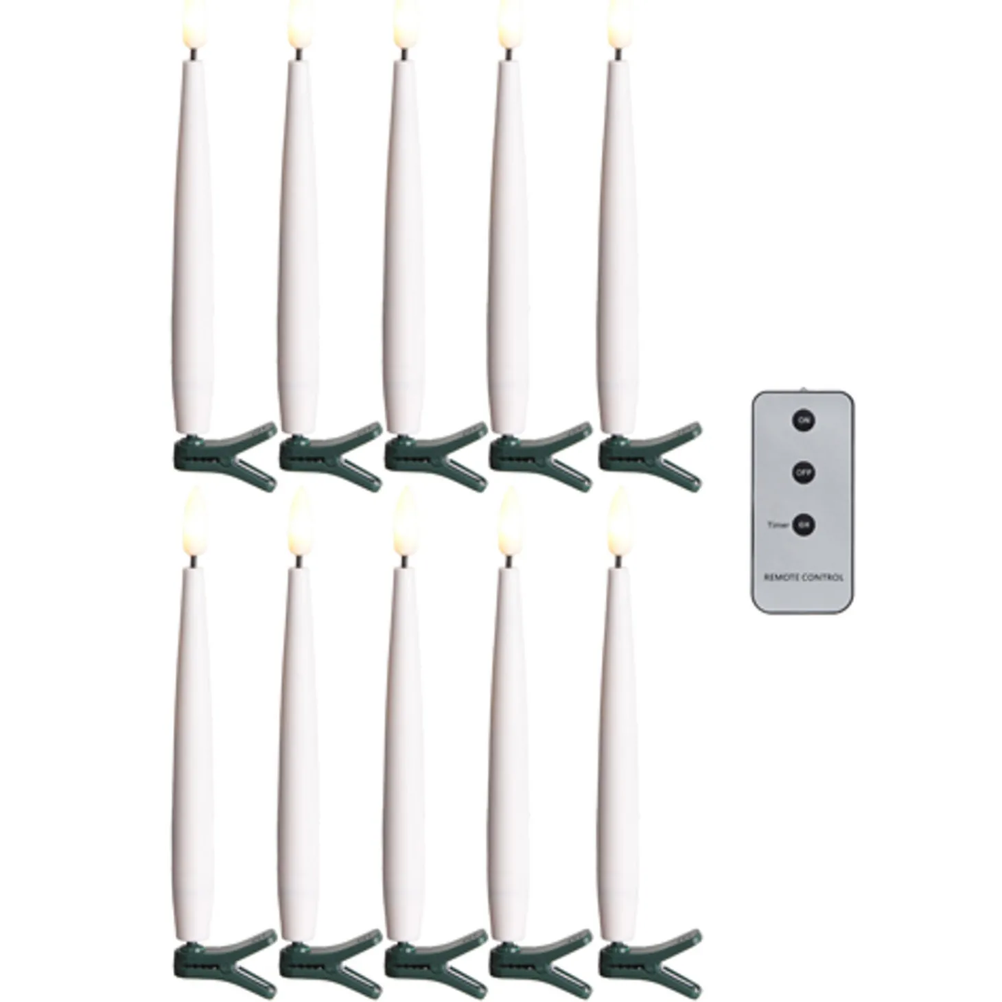 Raz 6" Set Of 10 Clip On Lighted Candles With Remote 4324035