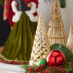 Raz 11.5" Set Of 3 Gold Mercury Glass Christmas Trees Decoration 4322858