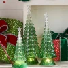Raz 15" Set Of 3 Lighted Green Christmas Trees 4416230