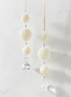 Raz 7.5" Set Of 2 Pearl Drop Christmas Ornament 4316084