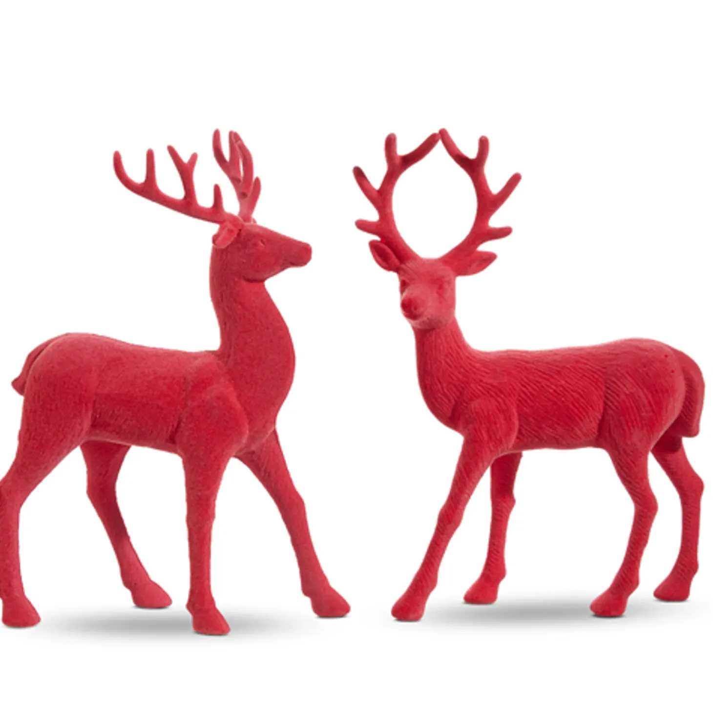 Raz 12.5" Set Of 2 Pink Velvet Reindeer Christmas Decoration 4402407