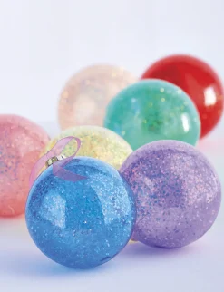 Raz 4.5" Set Of 7 Rainbow Glittered Glass Ball Christmas Ornaments 4224623