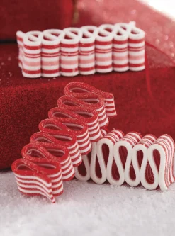 Raz 4" Set Of 3 Red And White Ribbon Candy Christmas Ornament 4215563