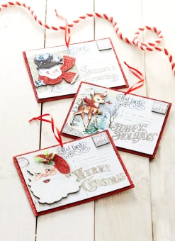 Raz 6.25" Set Of 3 Vintage Post Card Christmas Ornament 4319072