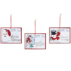 Raz 6.25" Set Of 3 Vintage Post Card Christmas Ornament 4319072