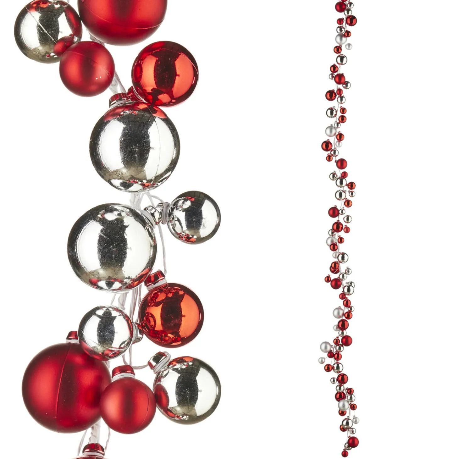 Raz 6' Silver And Red Ball Ornament Christmas Garland G4102392