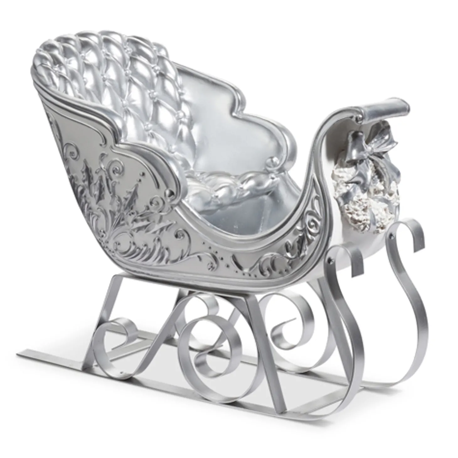 Raz 22.5" Silver And White Metal Sleigh Christmas Decoration 4457604