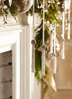 Raz 3' Silver Beaded Tassel Christmas Tree Garland G4327302